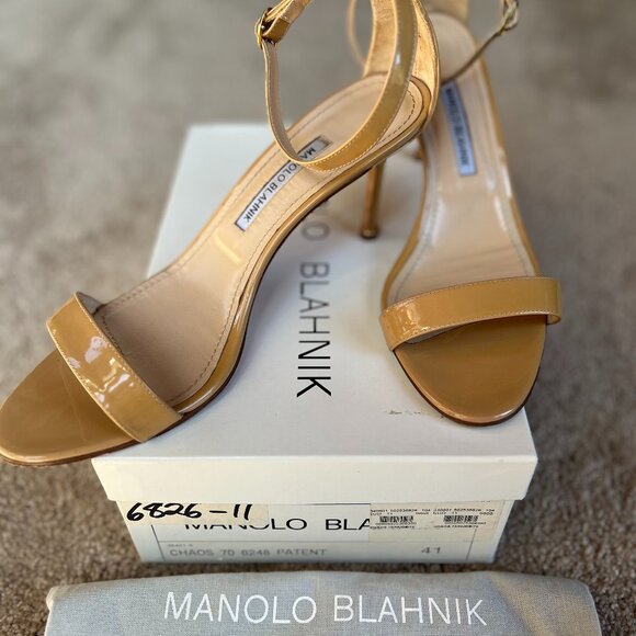 MANOLO BLAHNIK CHAOS 70 LEATHER SANDALS SIZE IT41 - Picture 3 of 10